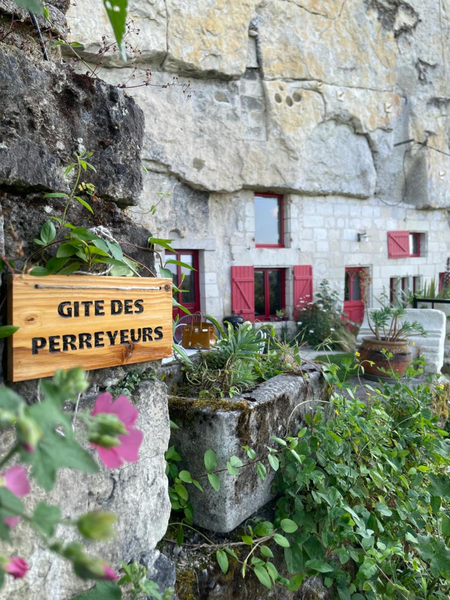 Gite Des Perreyeurs - Maison Troglodyte Avec Vue Sur Loire Montsoreau Exterior foto